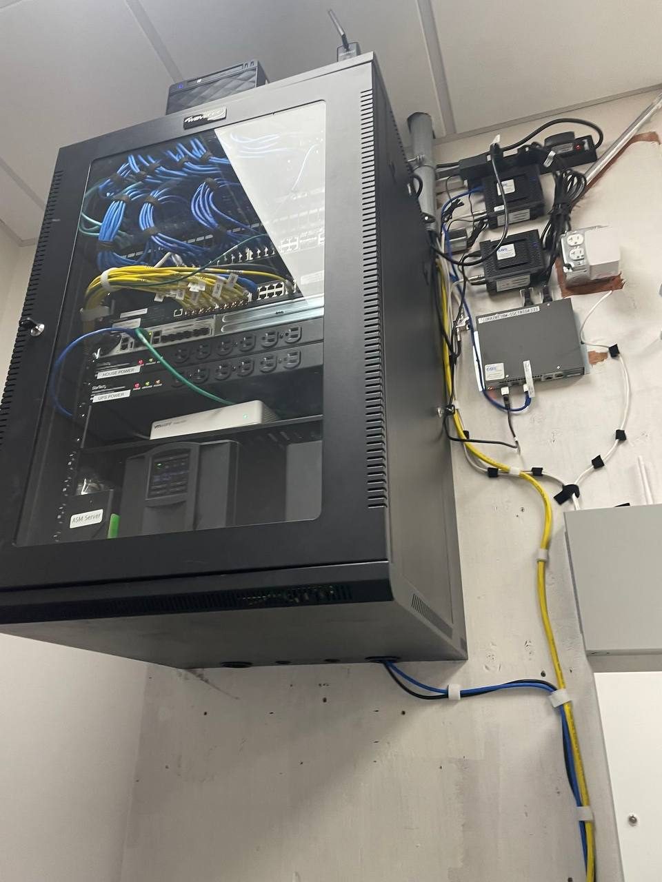 Server rack with UPS and network switches